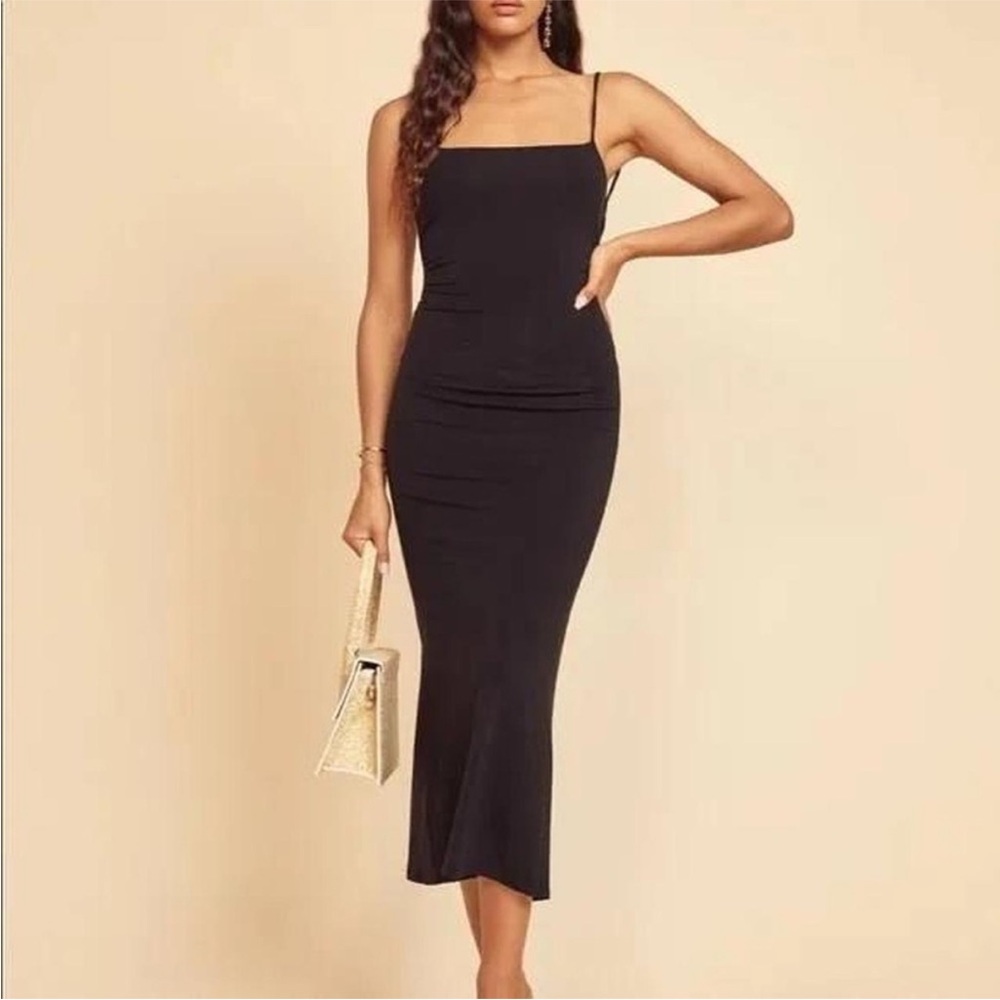 Reformation Black Midi Slip Dress
